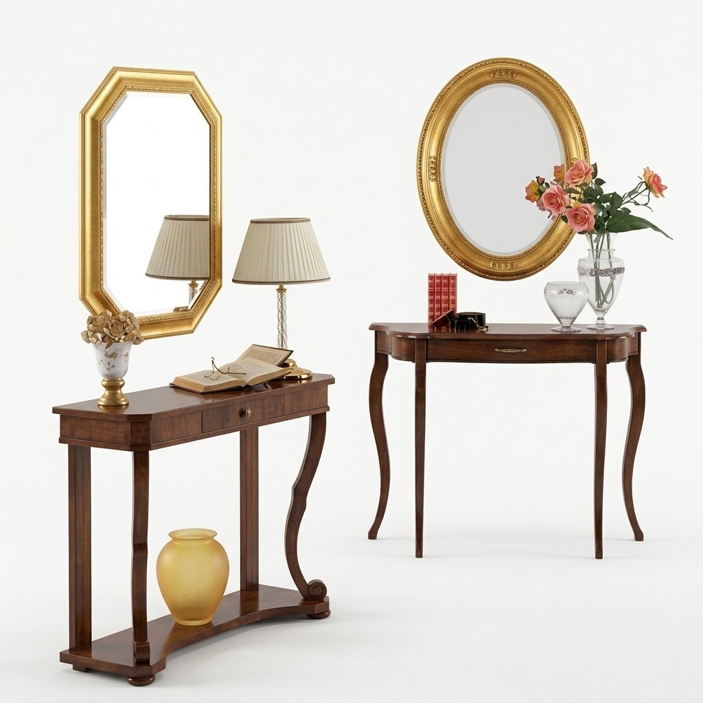 Tische Konsolen Tisch Side Schlaf Zimmer Holz Konsolentisch Spiegel