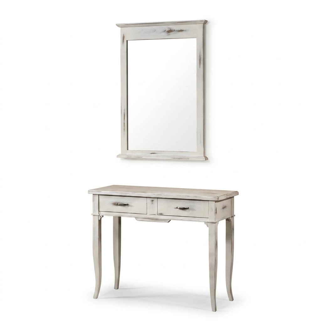 Tische Konsolen Tisch Side Schlaf Zimmer Holz Spiegel + Konsolentisch