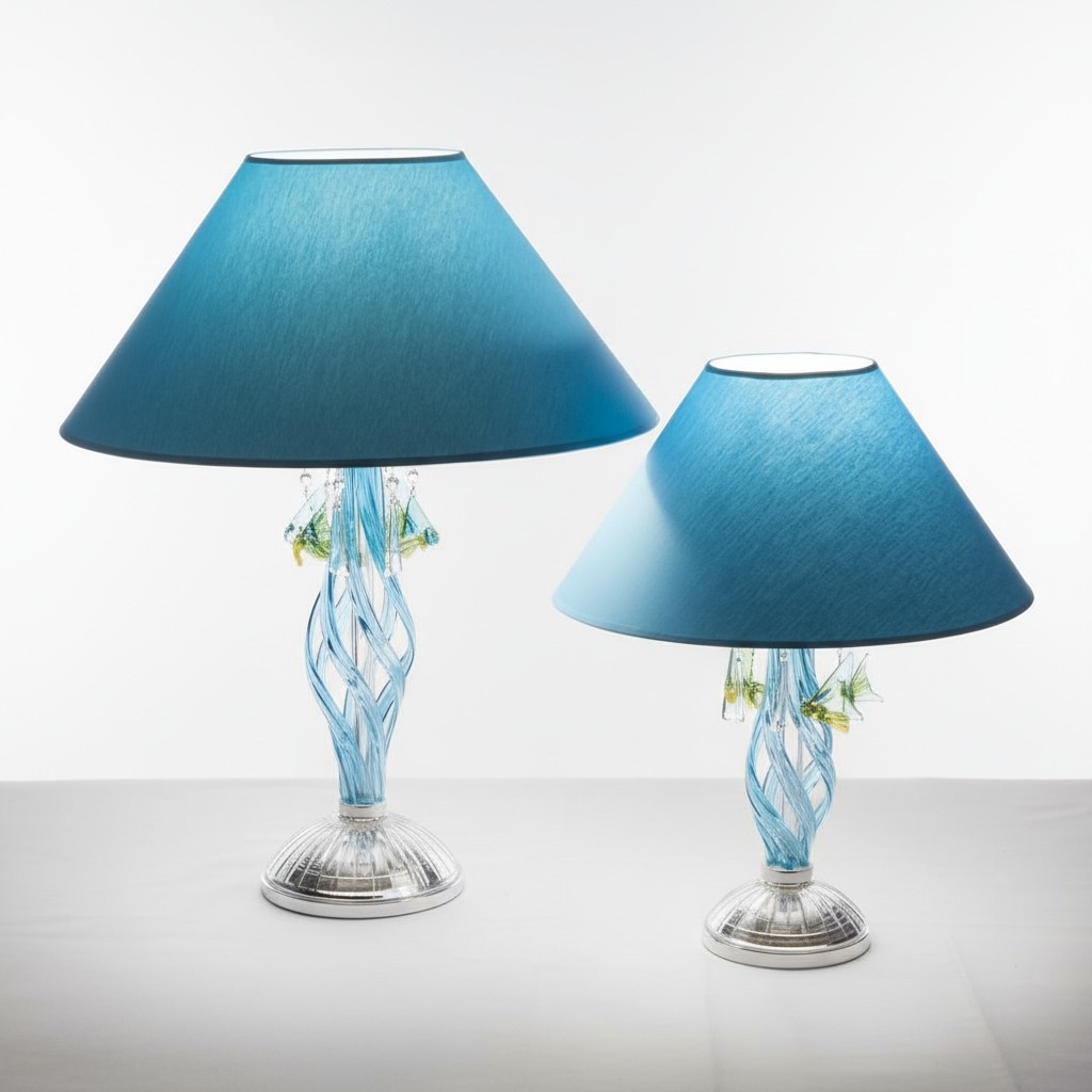 Tischleuchte Tisch Lampe Kronleuchte Kristall Blaue Leuchte Lampen Leuchten
