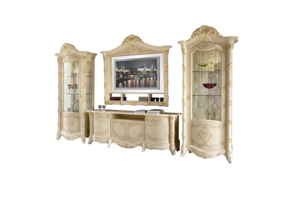 TV Rahmen Low Board Side RTV Wohn Zimmer Sideboard 2x Vitrine 4tlg. Set Italien