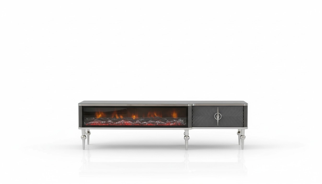 TV-Sideboard Kamin Metall Holz MDF Spanplatte Luxusmöbel neue Weiß RTV