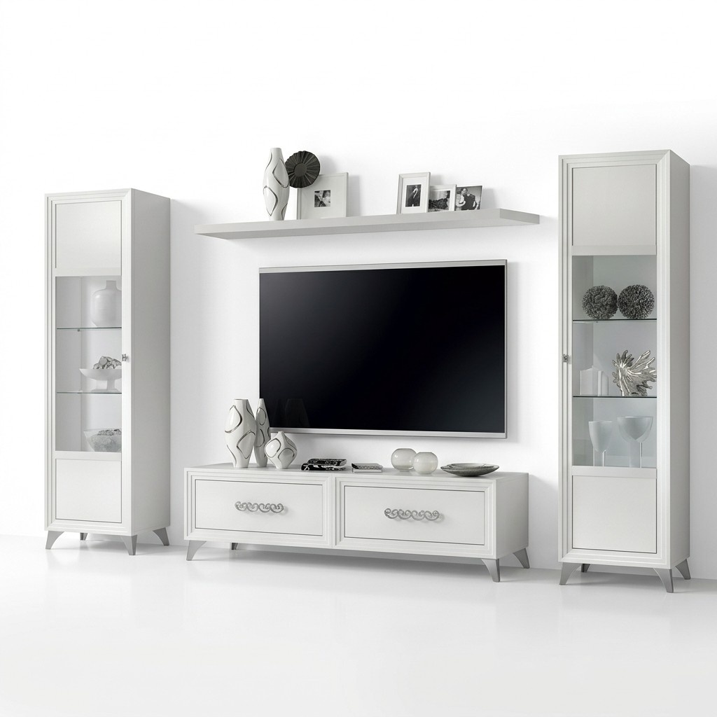 TV-Ständer 2x Vitrine Moderne Wohnwand Wohnzimmer Set Modern 4tlg