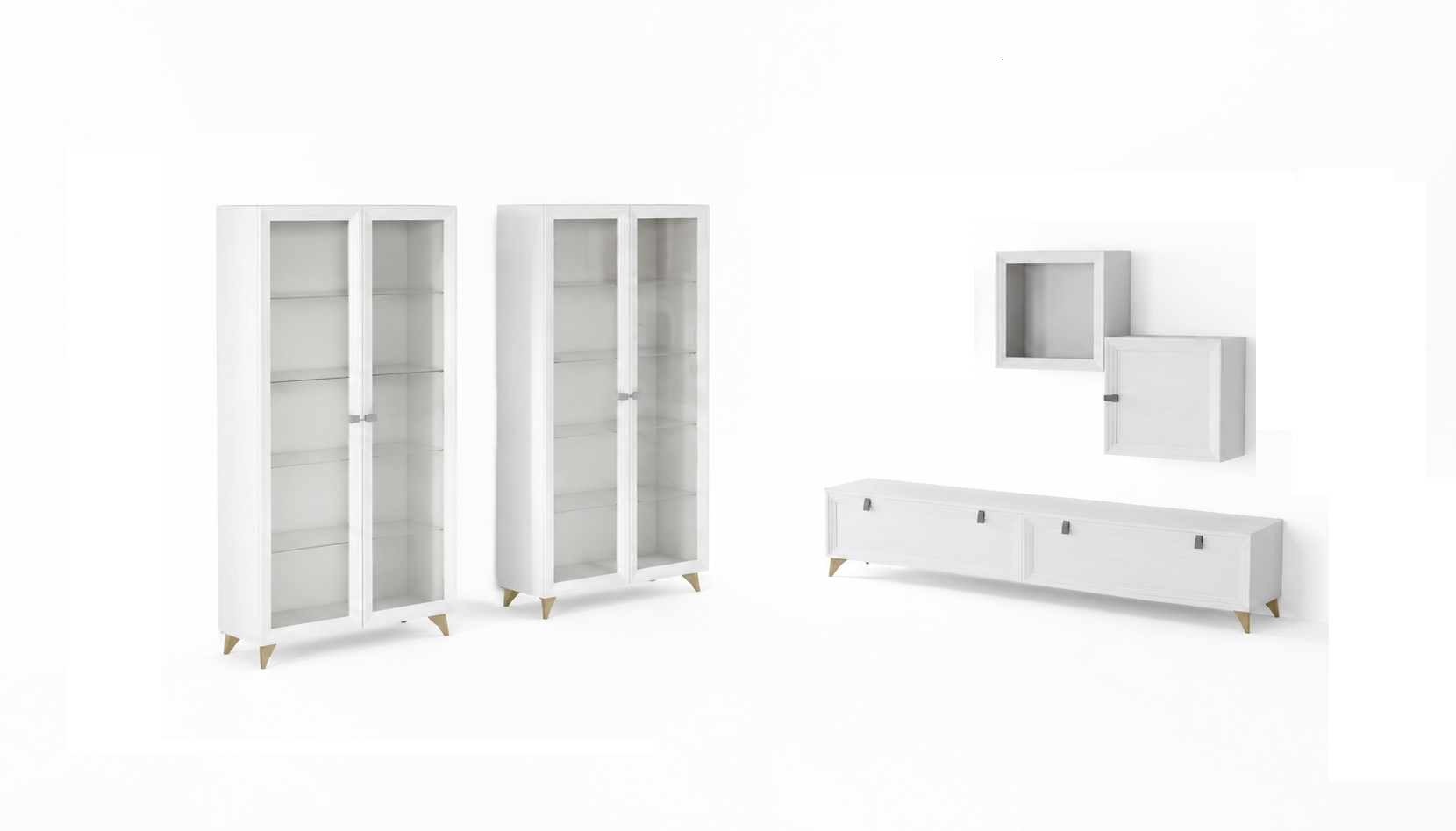 TV Ständer 2x Vitrine Modernes Wohnzimmer Set 2х Wandschränke 5tlg