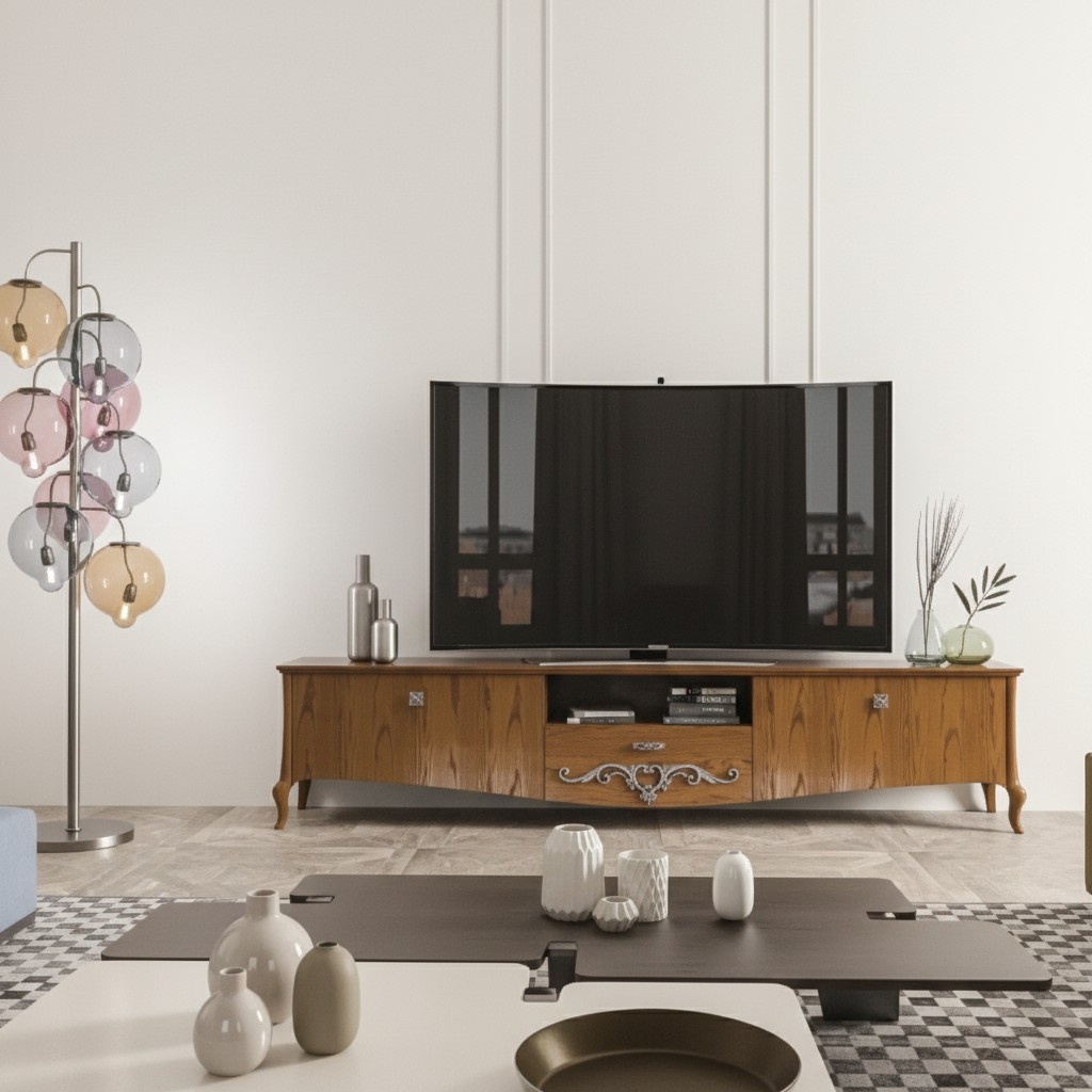 TV-Ständer rtv Wohnzimmer Design Regal Braun Holz Lowboard Italien Neu