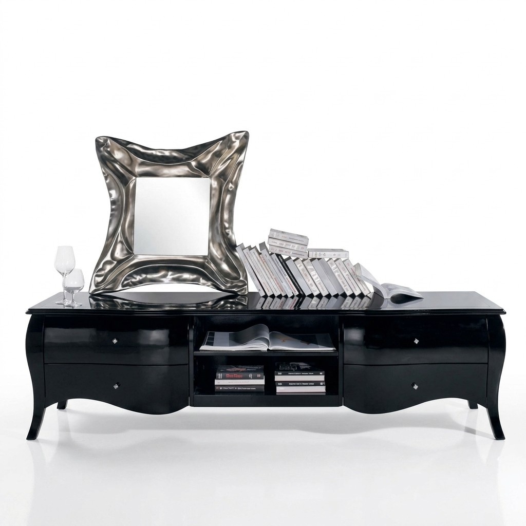 TV Ständer Sideboard rtv Lowboard Regale Wohnzimmer Holz Schwarz