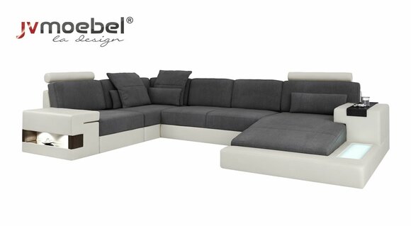 Ecke Ecksofa U-Form Wohnlandschaft Sofa Couch Polster Stoff Sofas Leder Neu