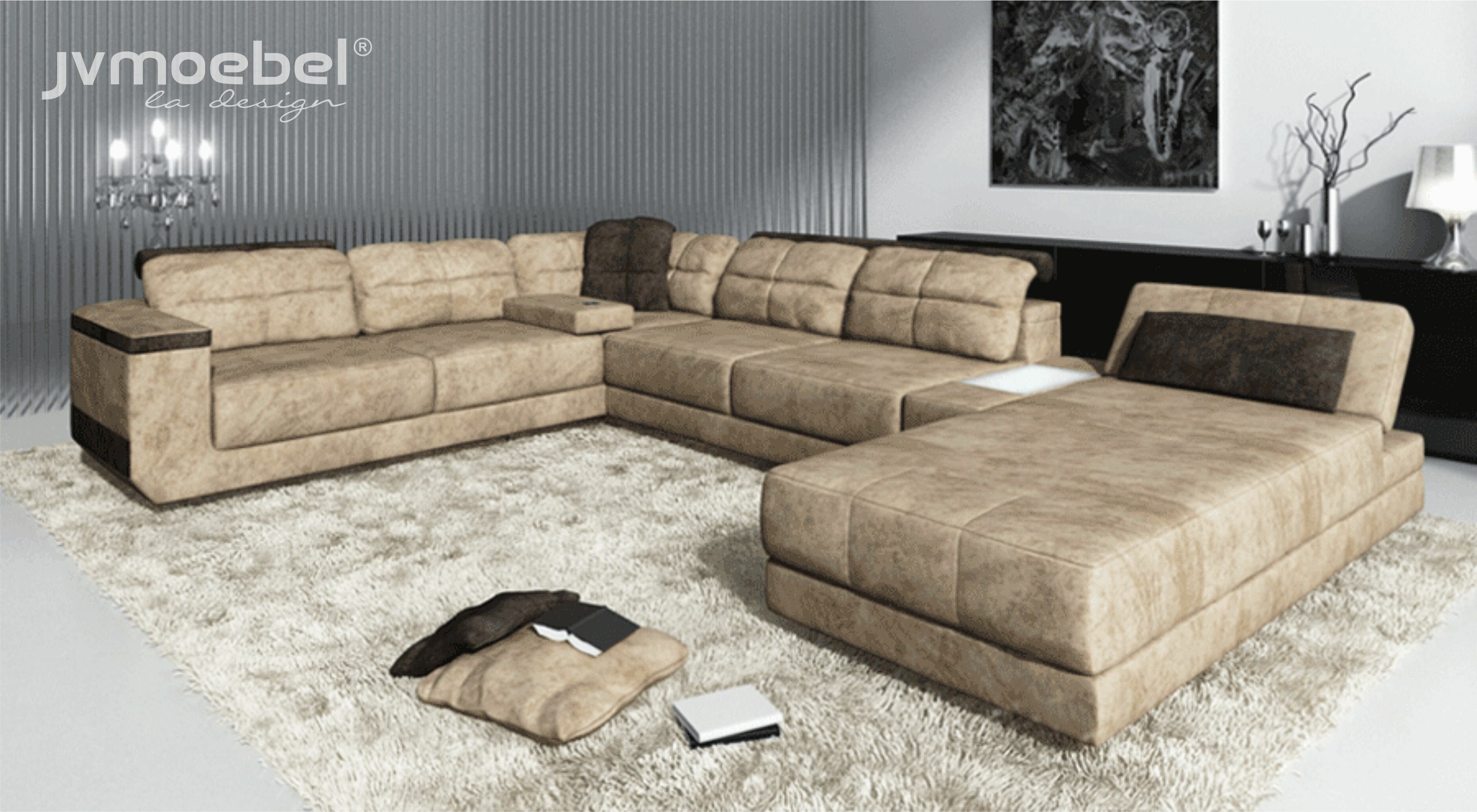 Wohnlandschaft Couch Polster Ecksofa Ledersofa Designer Sofa U Form Couchen Neu