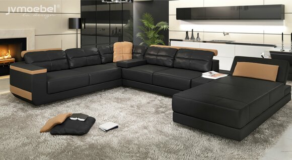 Modern Sofas Wohnlandschaft Ecksofa Stoff U-Form Couch Design Polster Textil Eck
