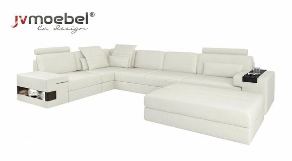 Designer Sofa Couch Ecksofa mit Hocker Polster Garnitur Wohnlandschaft L-Form