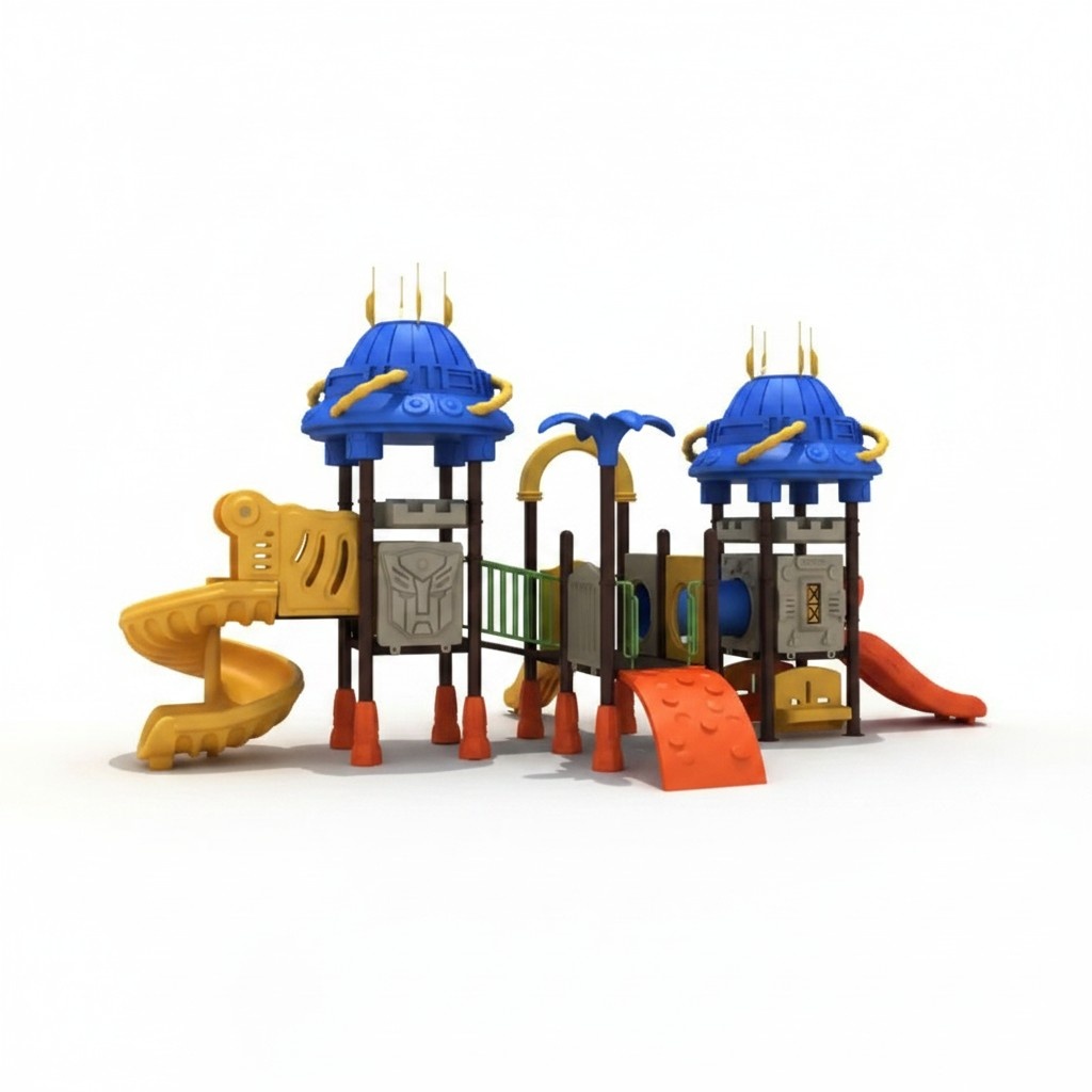 Unterhaltung für Kinder Spielplatz Outdoor Rutsche Roboterstil Kletterwand