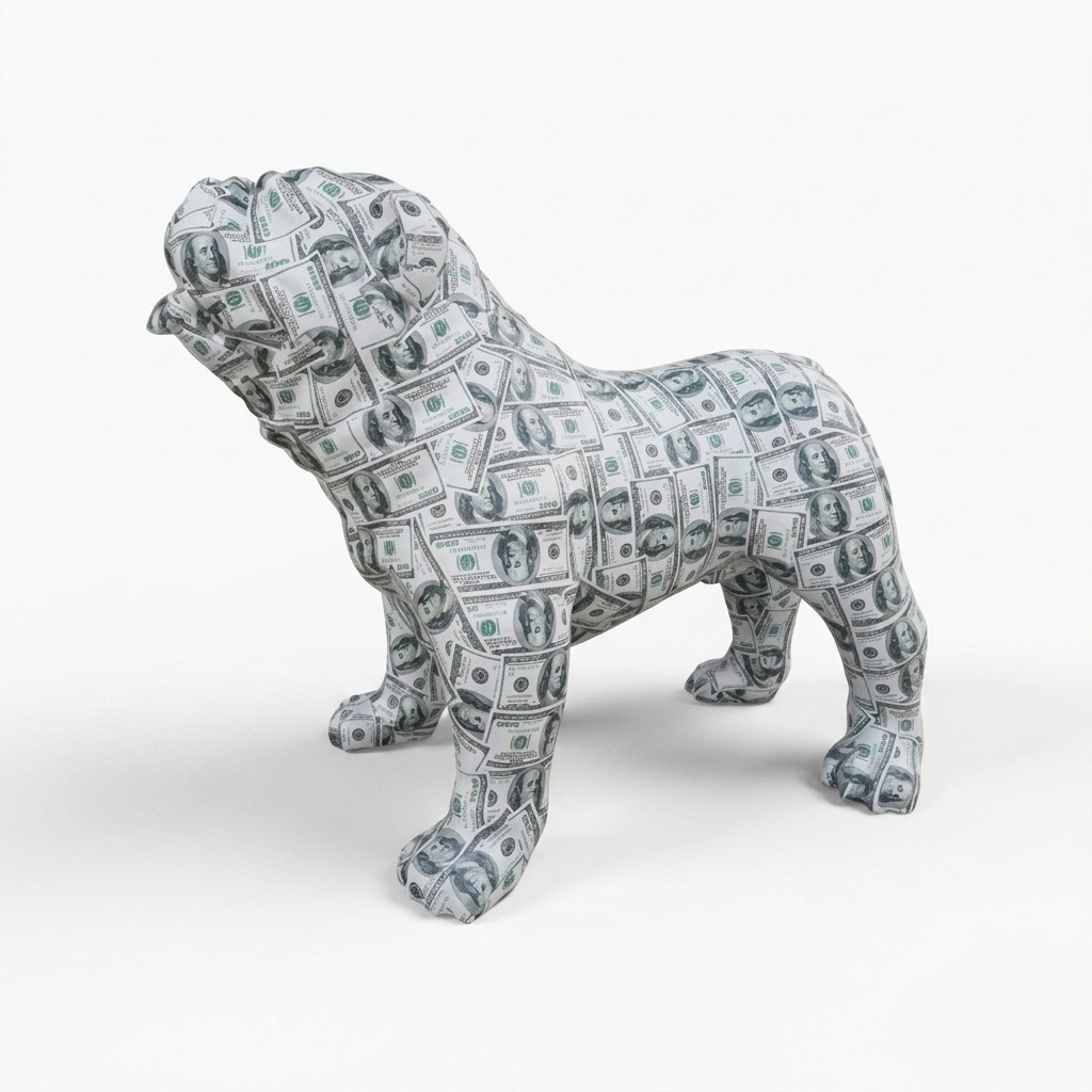 US Dollar Figur Statue Hund Skulptur Deko Garten Design 74x90cm Neu