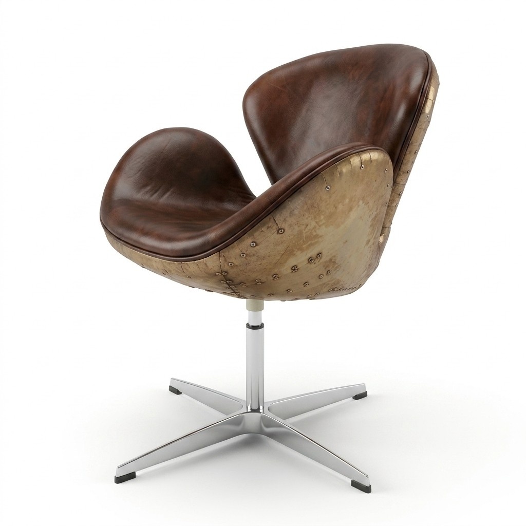 Vintage Ledersessel – Drehbar Retro Design fürs Wohnzimmer