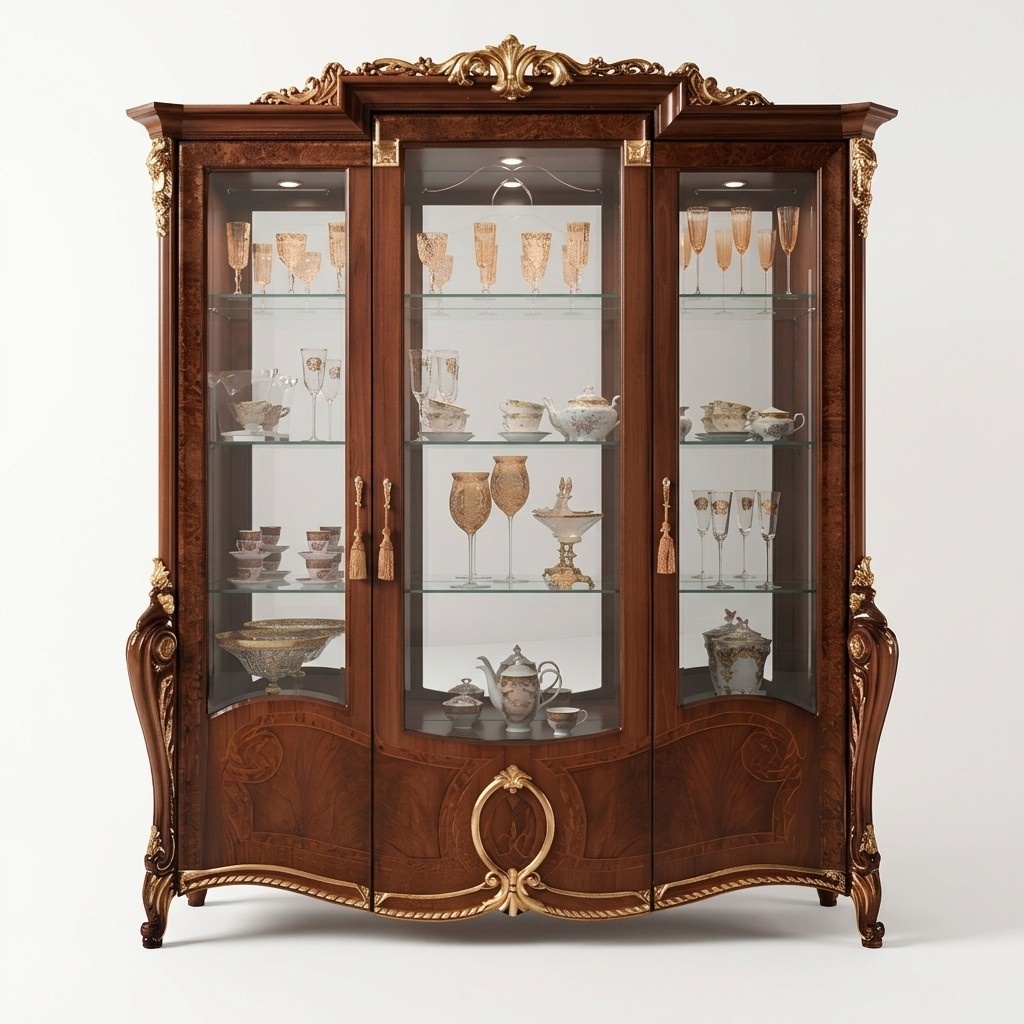 Vitrine 3 Tür Schrank Vitrinen Wohnzimmer Schränke Design Schrank Möbel Glas Neu