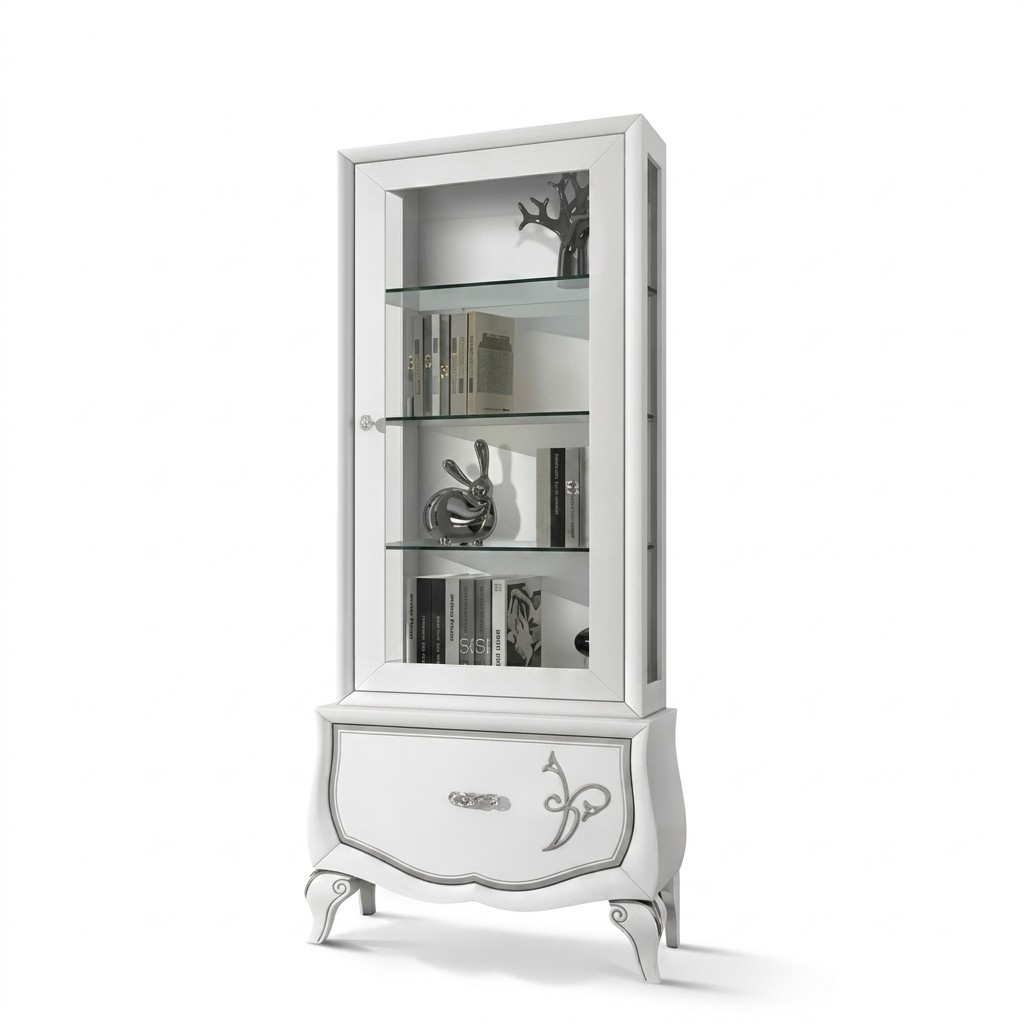 Vitrine Anrichte Sideboard Weiß Holz Schrank Möbel Kommoden
