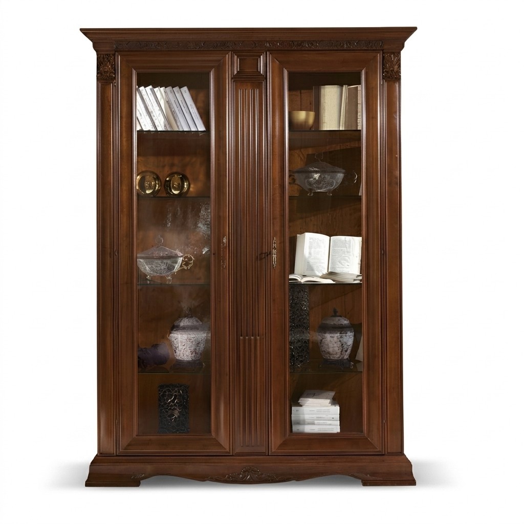 Vitrine Glas Schrank Wohnzimmer Schaufenster 2türige Vitrinen Barock Rokoko Massivholz