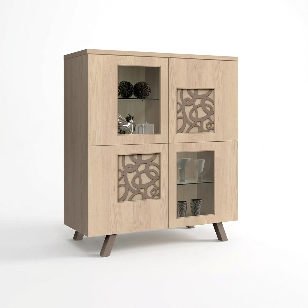 Vitrine Glasvitrine Standvitrine Vitrine neu Wohnzimmer deluxe Farbe beige