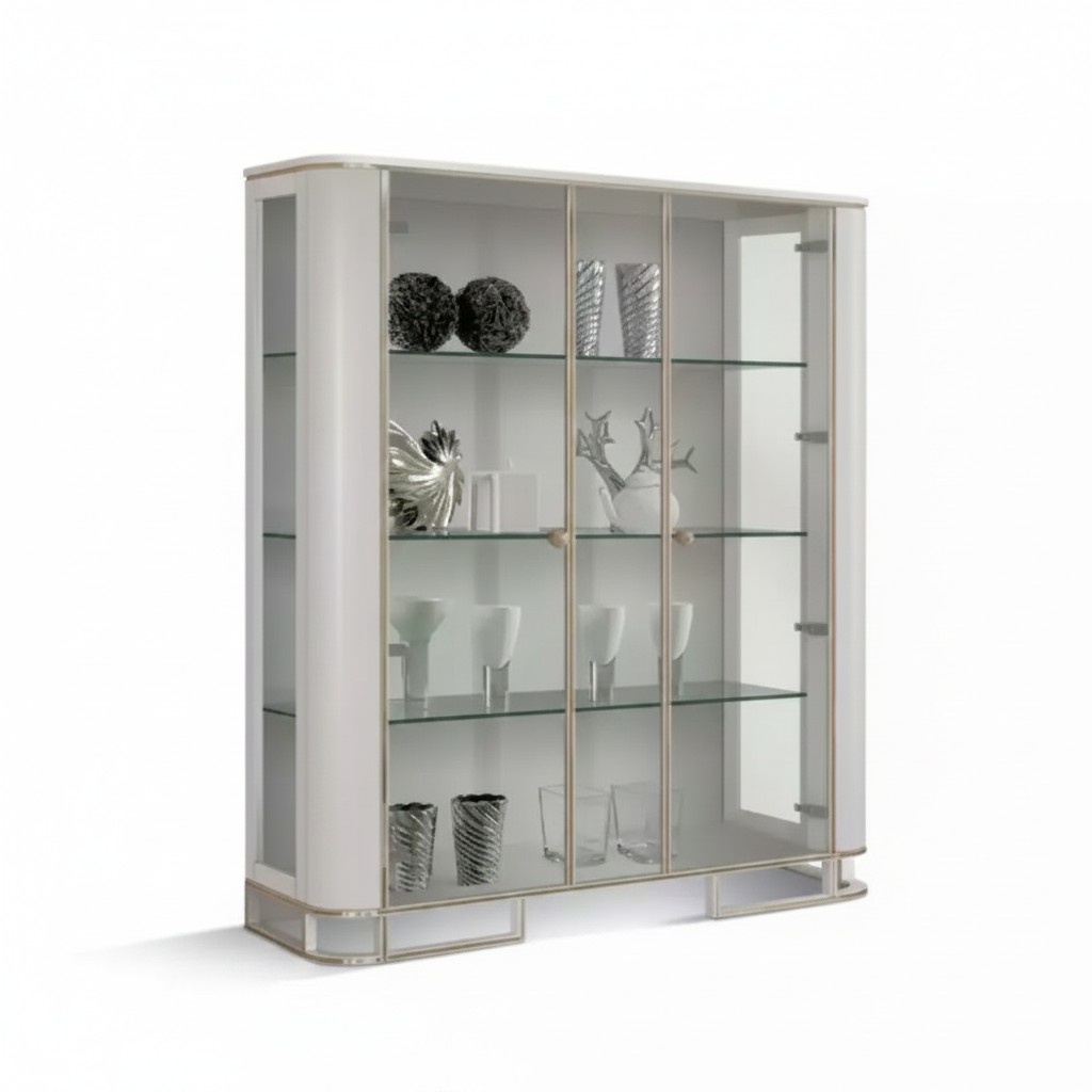 Vitrine Holz Luxus Klassisches Sideboard Design Möbel Italienisch Weiß