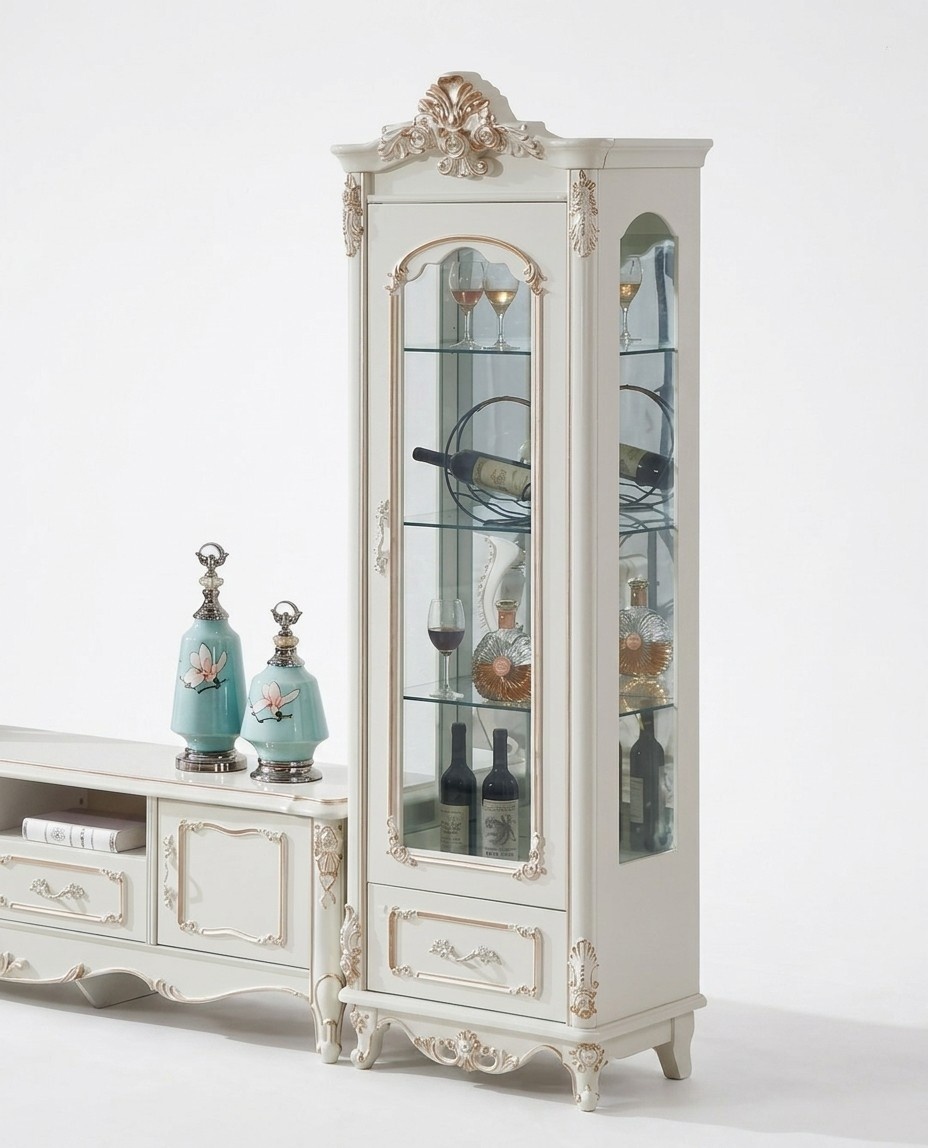 Vitrine Holz Single Vitrinen Glasschrank Schränke Möbel Art déco Weiß