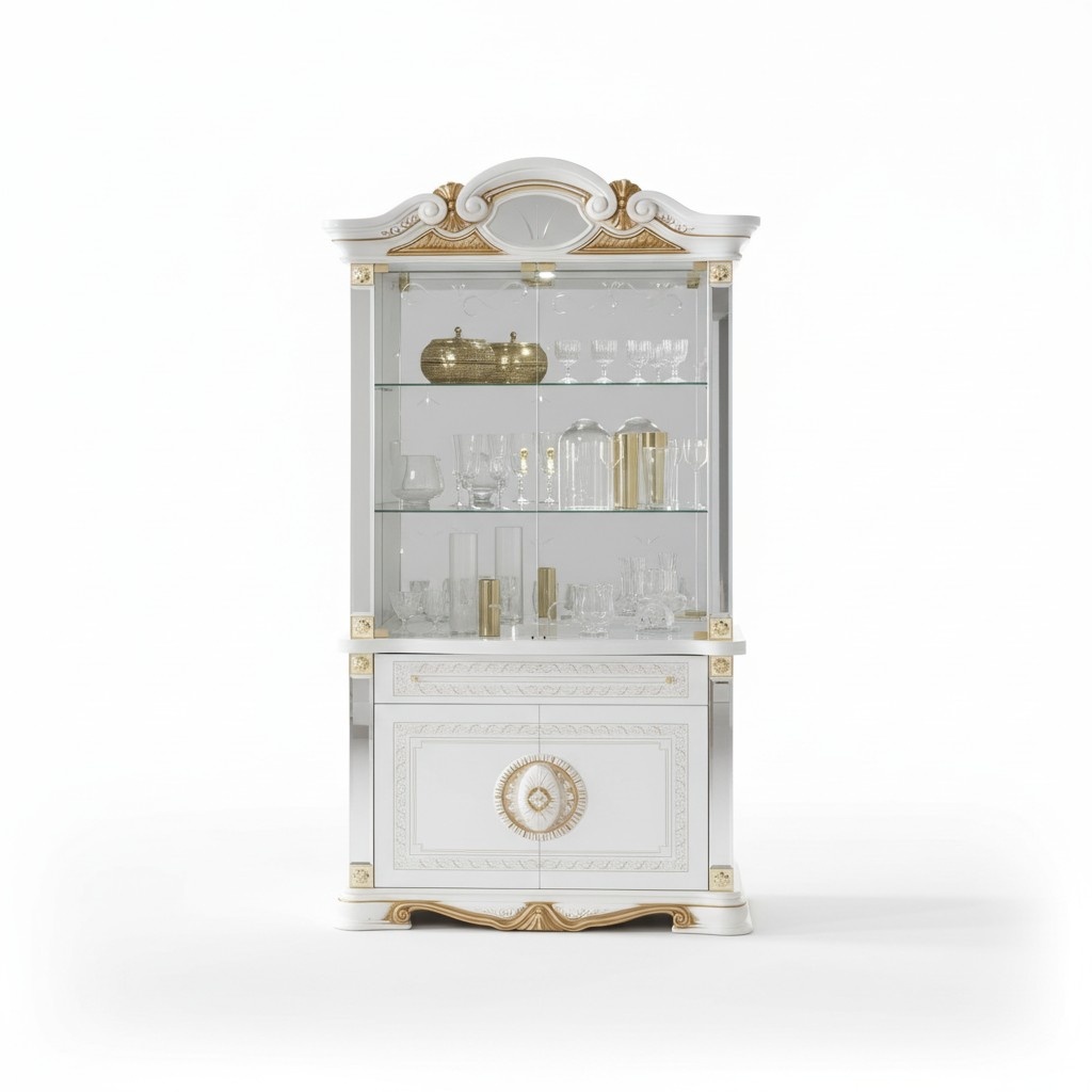 Vitrine Italienische Luxus Möbel Vitrinen Kommodenschrank Glas Design
