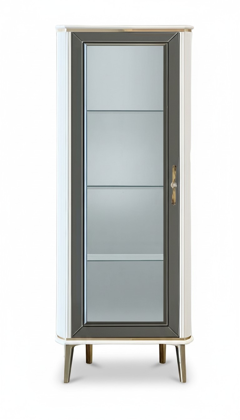 Vitrine Klassische Glasvitrinen für Wohnzimmer Rechteckig Luxuriöse Grau Modern
