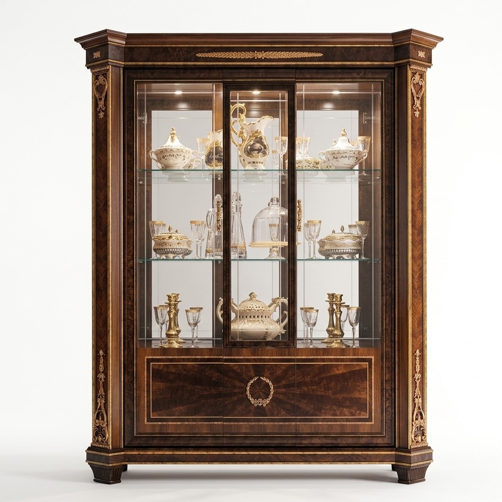 Vitrine Schrank Vitrinen Wohnzimmer Schau Schränke Design Barock Rokoko Holz neu