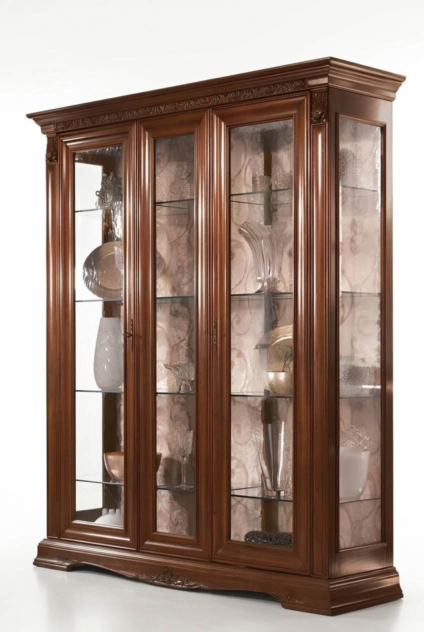 Vitrine Vitrinen Schrank Glasschrank Wohnzimmer Regal Barock Rokoko Echtes Holz