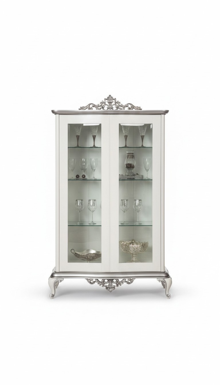 Vitrine Weiß Glasschrank Design Klassische Schrank Luxus Holz Möbel