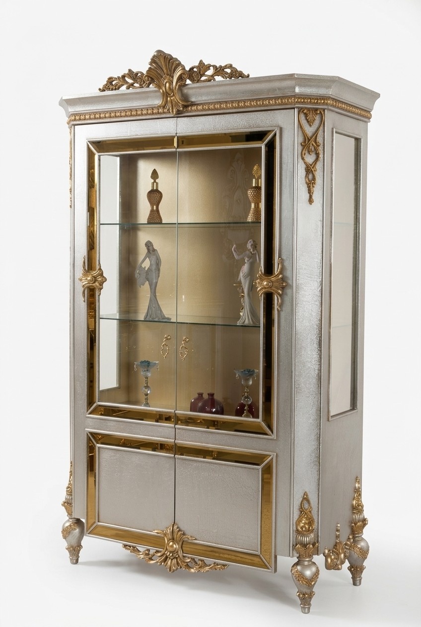 Vitrinen Glas Schrank Vitrine Wohnzimmer Holz Anrichte Italienischer Stil