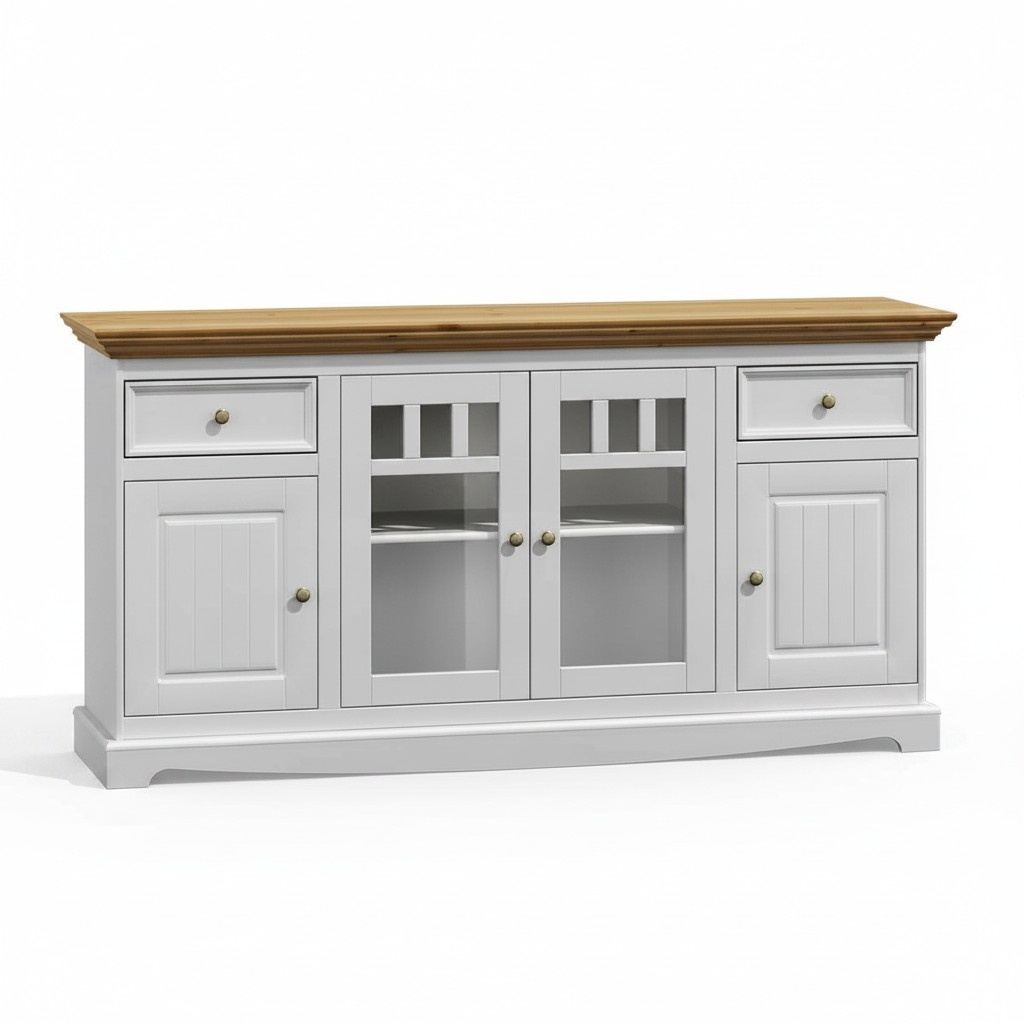 Vitrinenschrank Küchenbüfett Landhaus Regal Anrichte Schrank Buffet Vitrine neu