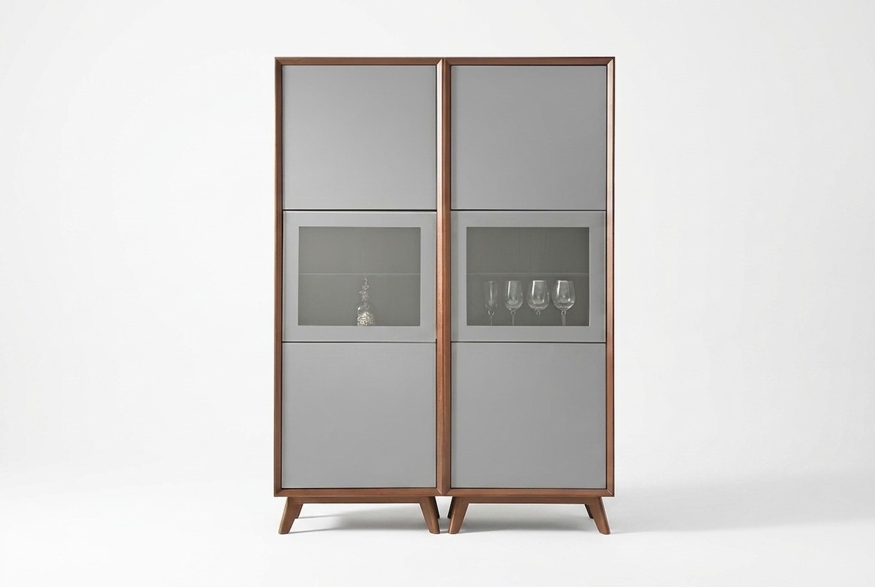 Wand Schrank Schränke Vitrine Glas Design Hoch Holz Vitrinen Wohn Zimmer