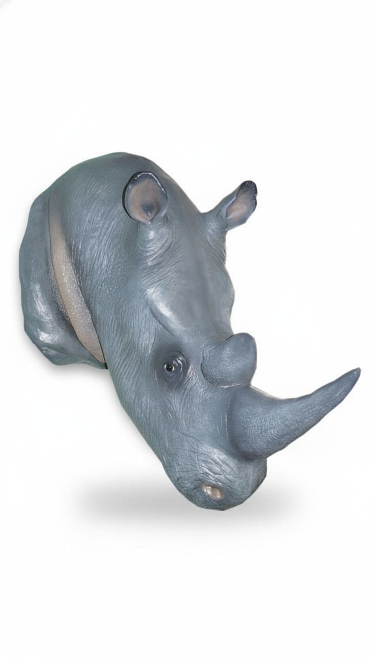 Wand Trophäe Kopf Nashorn Figur Statue Skulptur Figuren Skulpturen