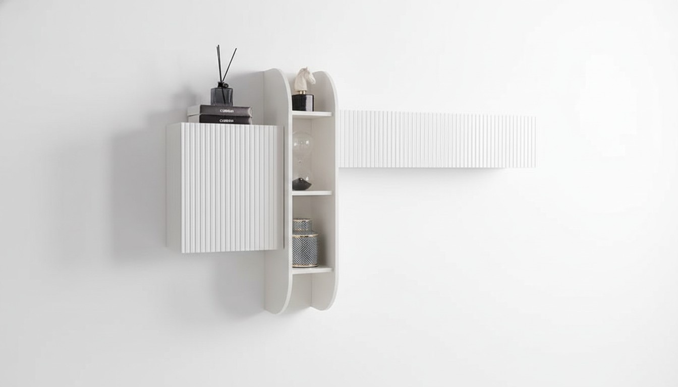 Wandregal Schrankwand Wandboard Hängeregal Wohnwand Wohnzimmer Weiß