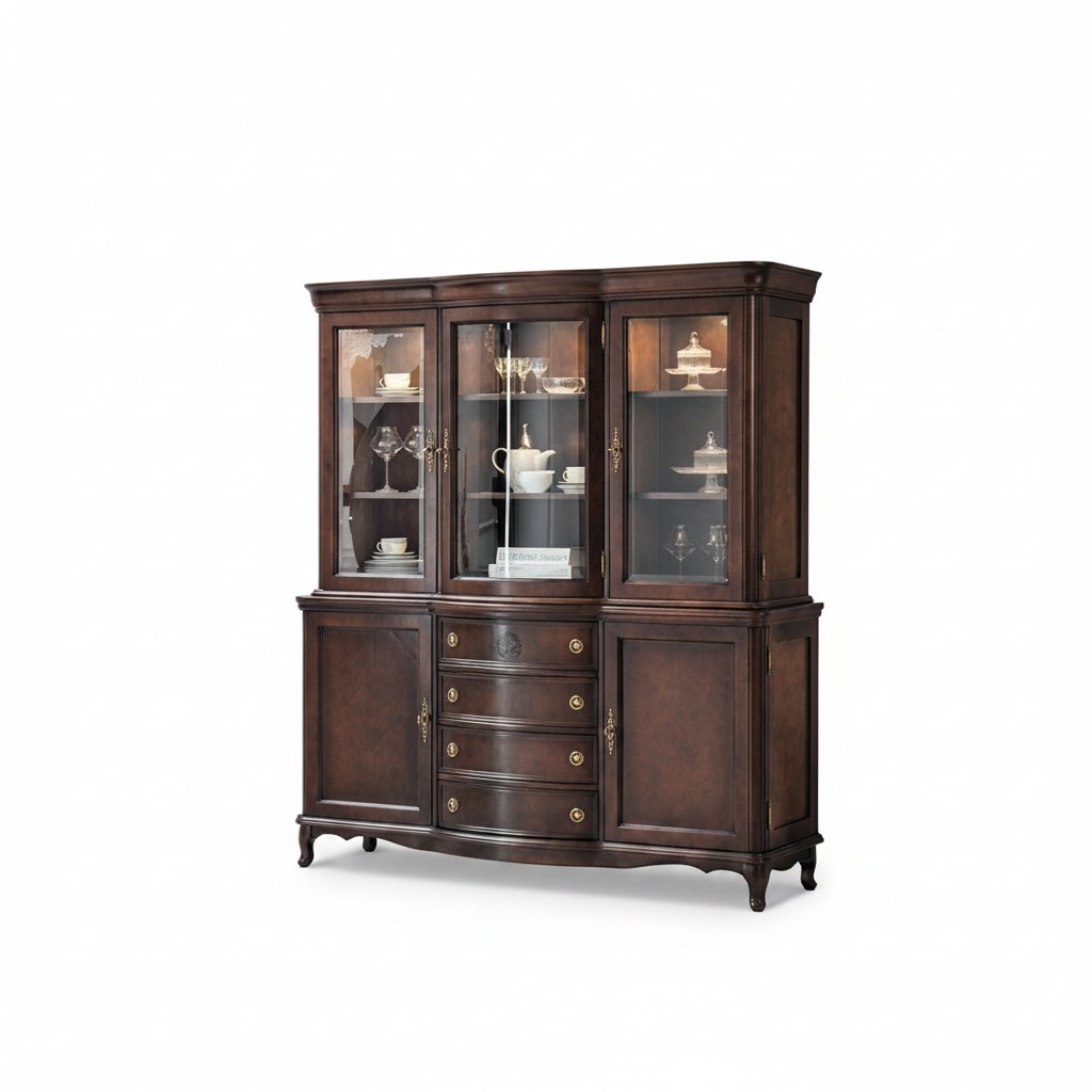 Wandschrank Edle Anrichte Holz Barock Stil Buffet Vitrine Schrank Neu