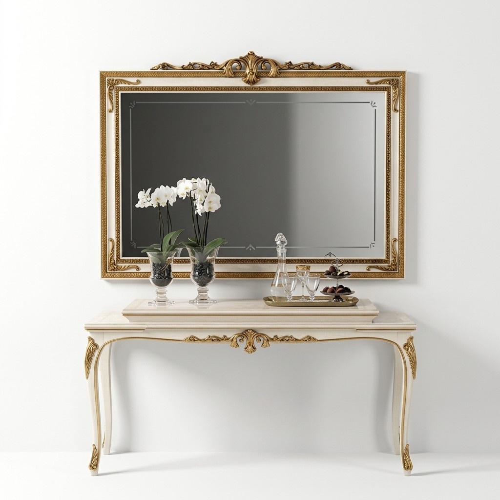 Wandspiegel Holz Rahmen Goldener Spiegel Wandspiegel Hängespiegel Wohnzimmer Neu