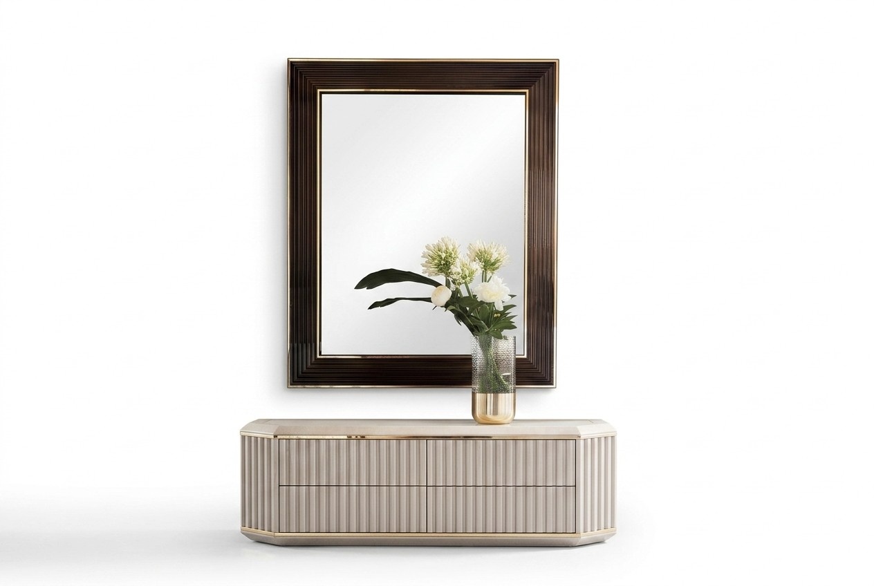 Wandspiegel Holz Rahmen Spiegel Möbel arredoclassic 100x120cm Holz Rahmen Wand