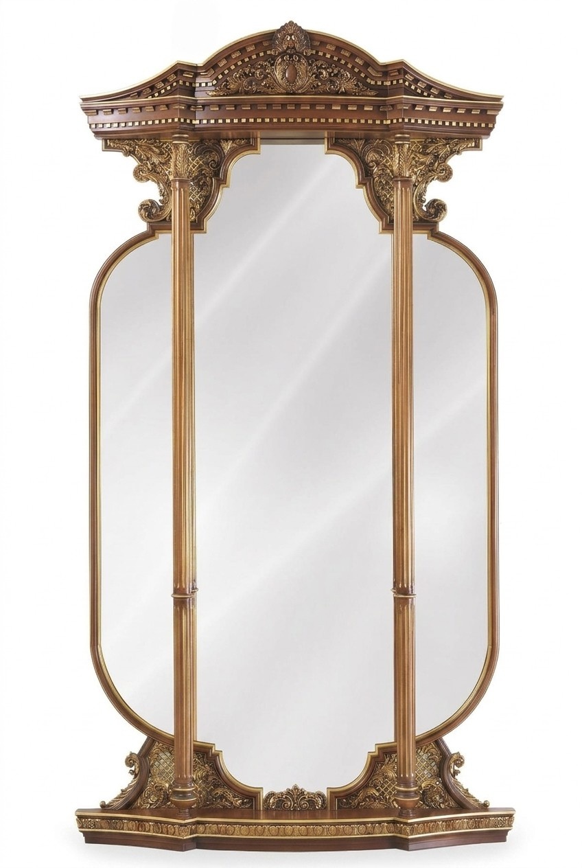 Wandspiegel Spiegel Schnitzerei Italienische Einrichtung Möbel 125x224cm Neu
