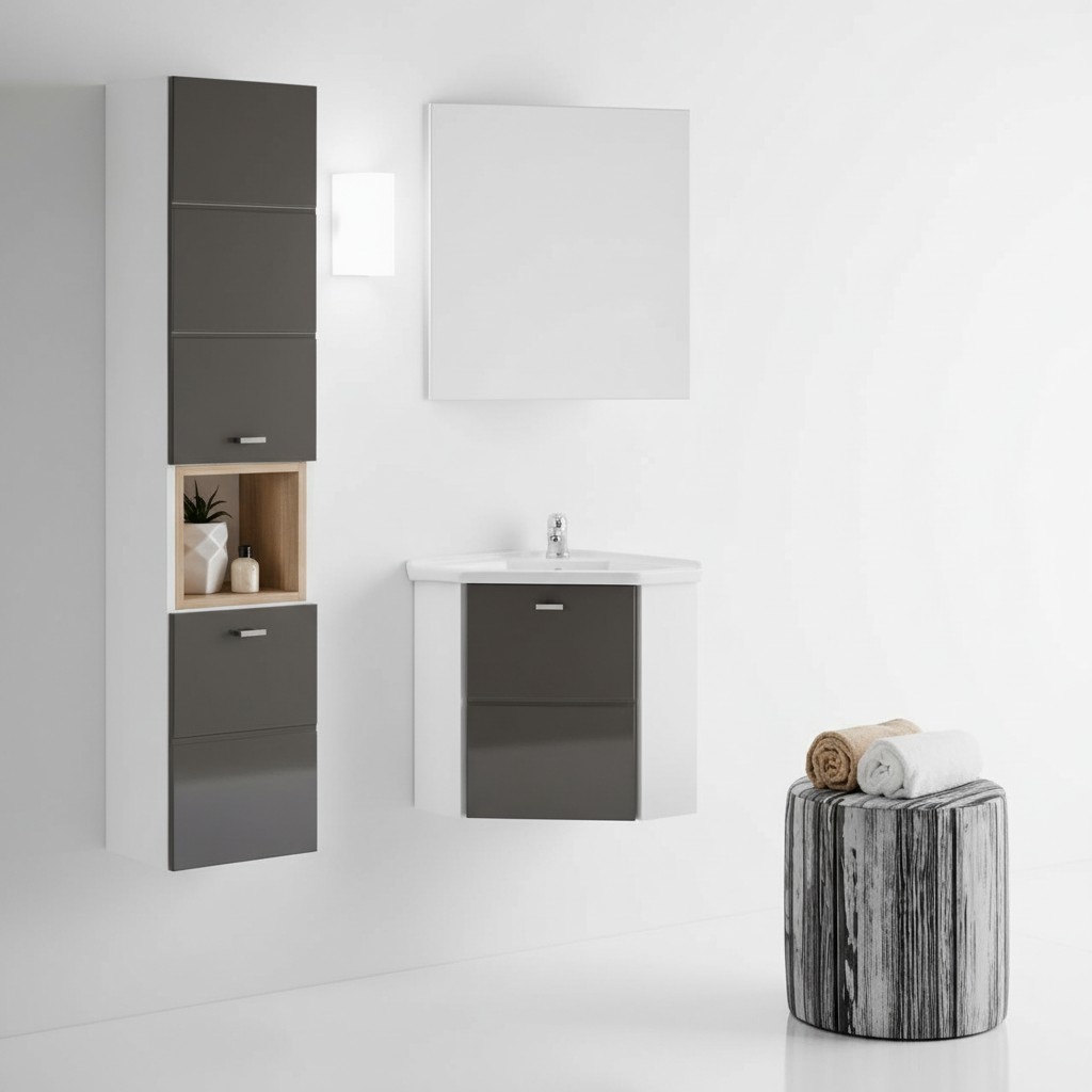 Waschplatz Badmöbel Badezimmer Eckwaschtisch Set Waschtisch