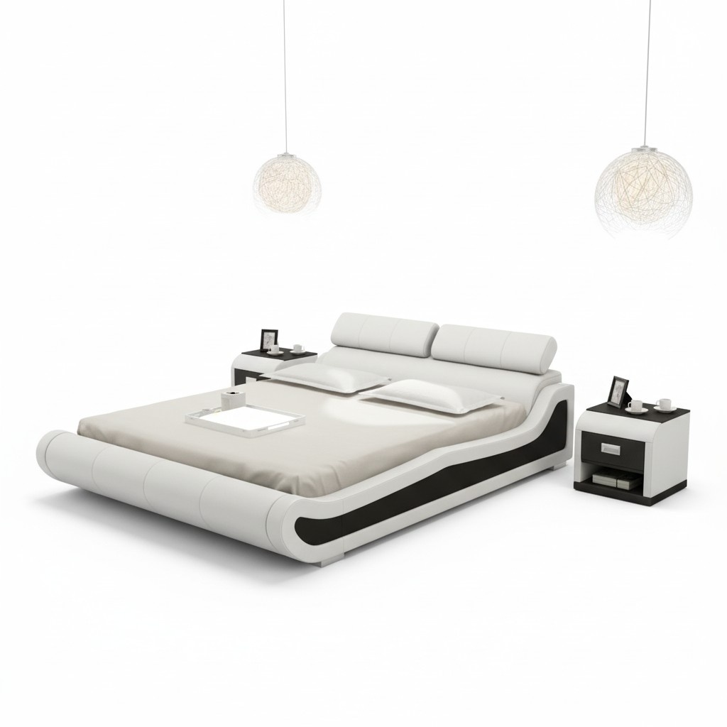 Wasserbett Hotel Doppel Bett Betten Komplett Lederbett Polsterbett Wasser LB8825