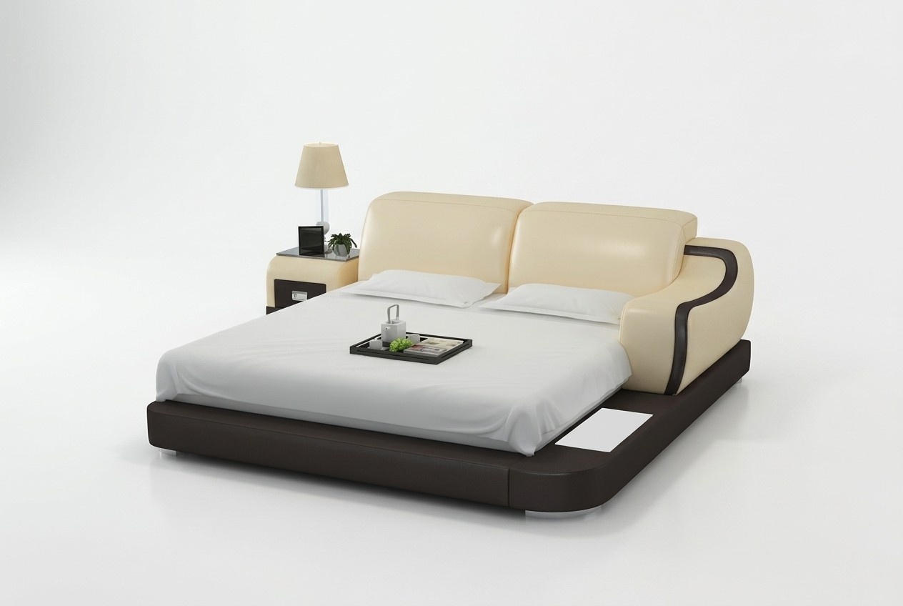 Wasserbett Hotel Doppelbett Betten LED USB Komplett Lederbett Polsterbett Wasser
