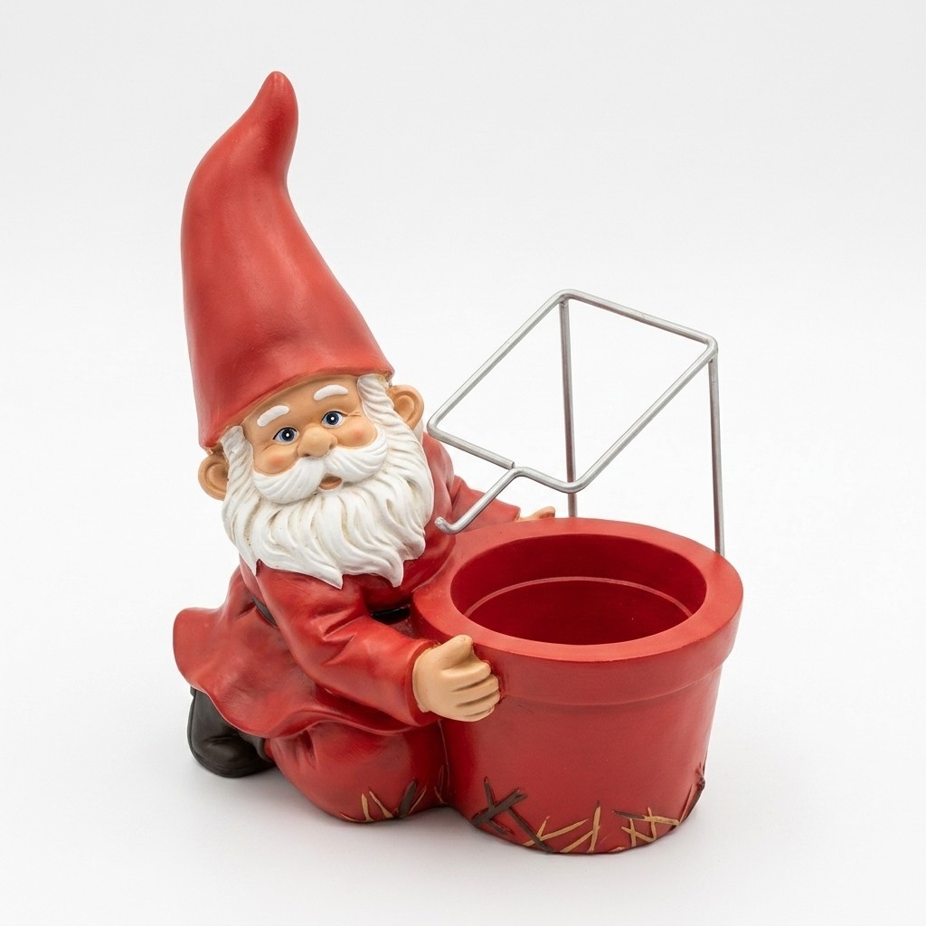 Weihnachten Nikolaus mit Blumentopf Garten Statue Skulptur Figuren