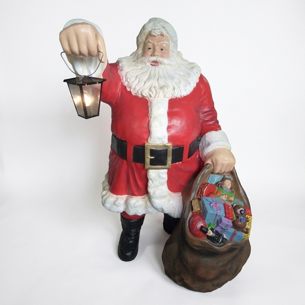 Weihnachtsmann Figur Statue Aussenleuchte Dekoration Nikolaus Skulptur