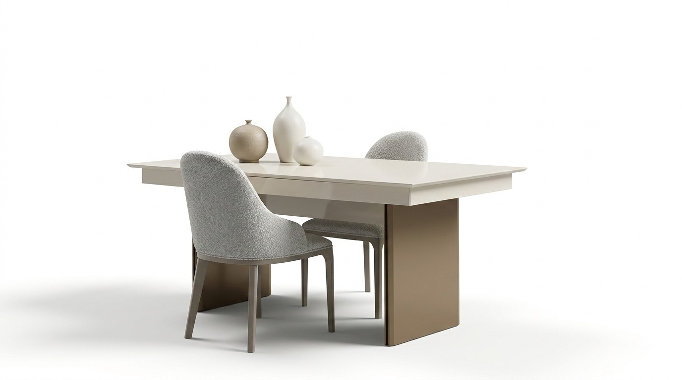 Weiß-Braune Esszimmer Garnitur Ausziehbarer Tisch 6x Stühle Anrichte