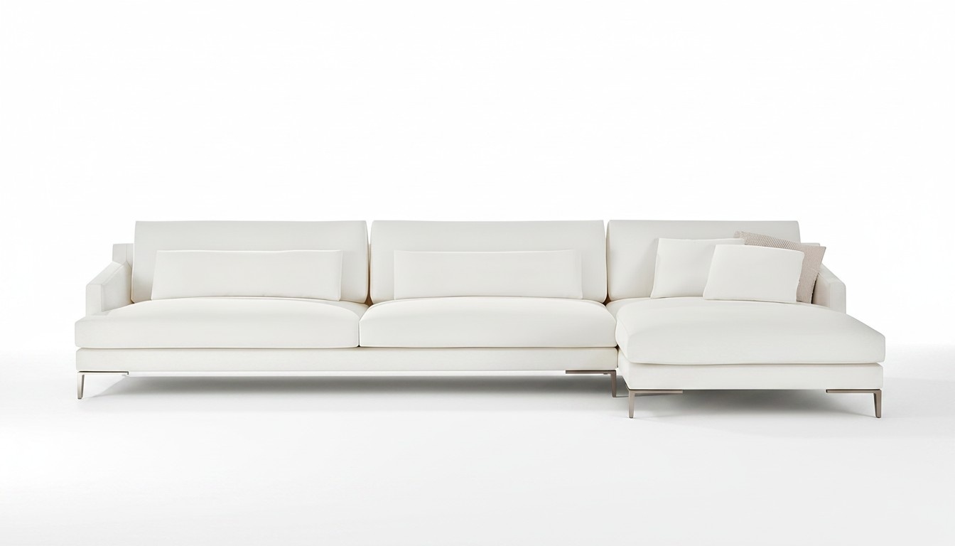 Weiß Couch Wohnlandschaft Stoff Eck Garnitur Design Modern Textil Sofa