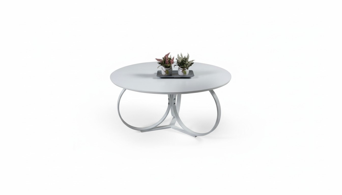 Weiß Couchtisch Rund Wohnzimmer Tisch Designer Einrichtung Modern Möbel