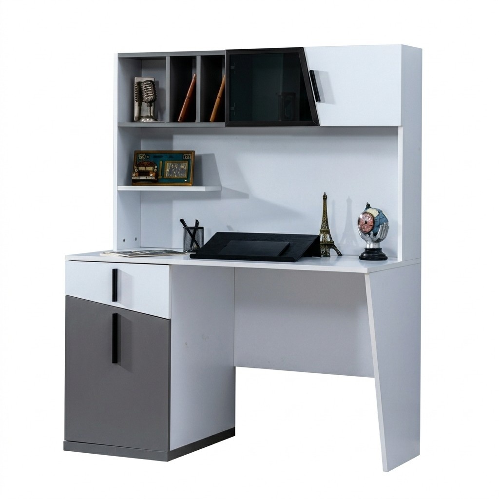 Weiß-Grauer Schreibtisch Designer Jugendzimmer Möbel Holz Luxus Tische