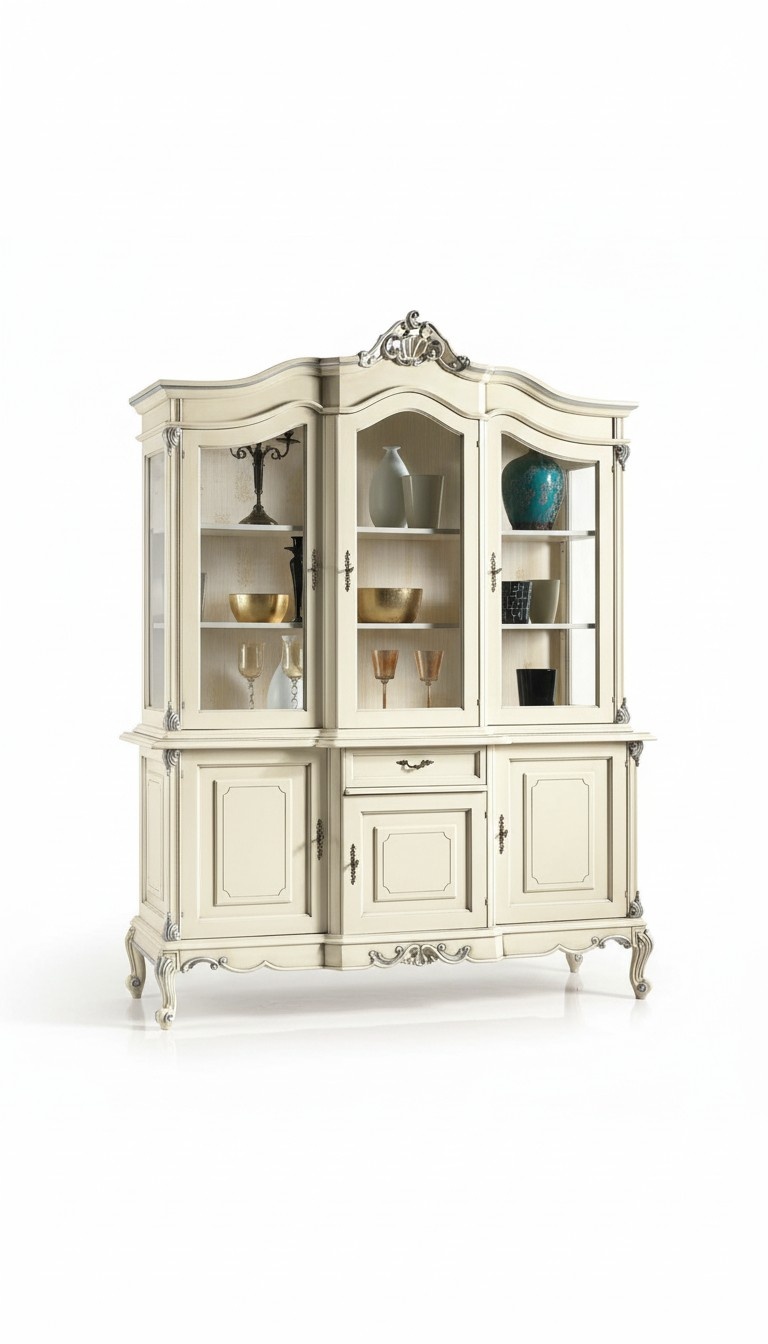 Vitrine Italienische Möbel Vitrinen Anrichte Schrank Glas Schränke Weiße Farbe