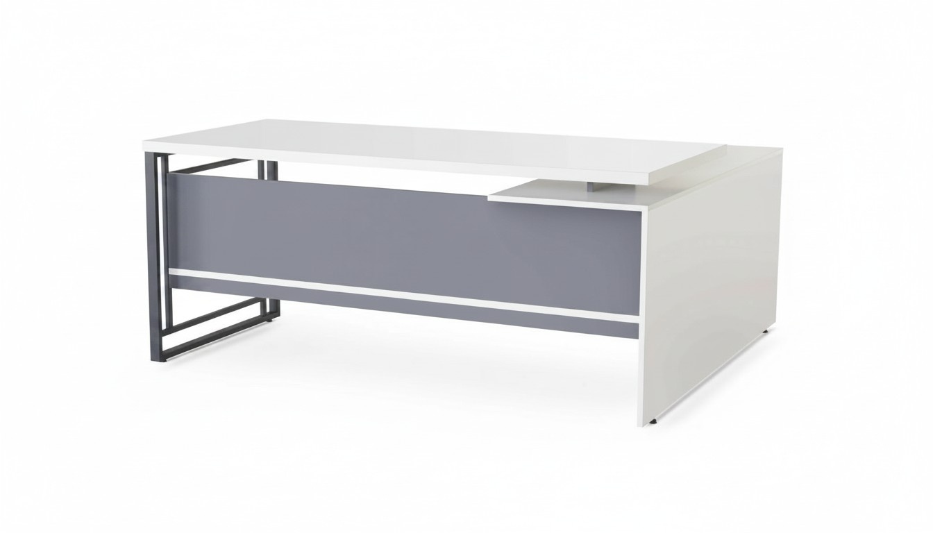 Weißer Bürotisch Arbeitszimmer Holz L-Form Eckschreibtisch Laptoptisch