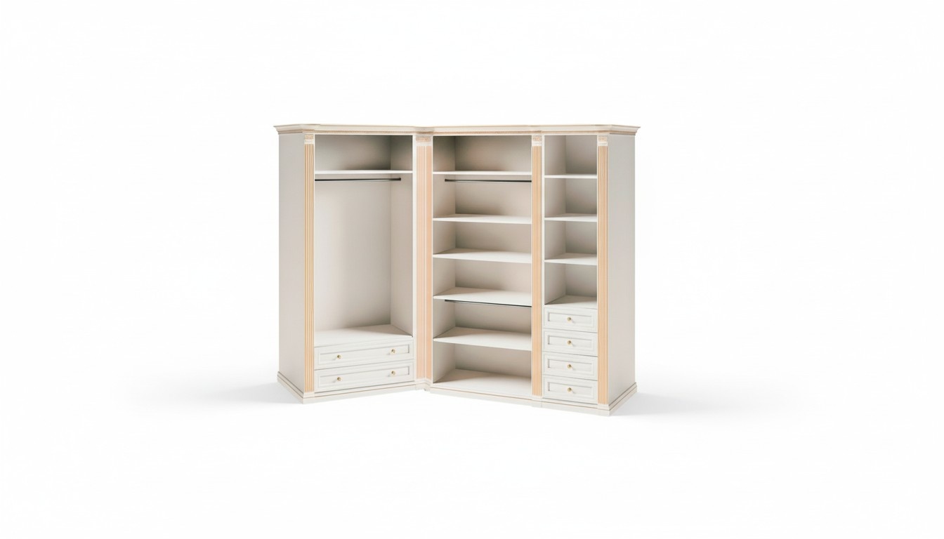 Weißer Eckkleiderschrank Exklusive Schlafzimmermöbel Massivholz Schrank