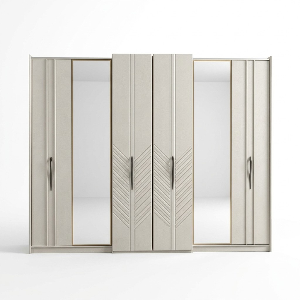 Weißer Moderner Kleiderschrank Schlafzimmer 4-türiger Holz Schrank Neu