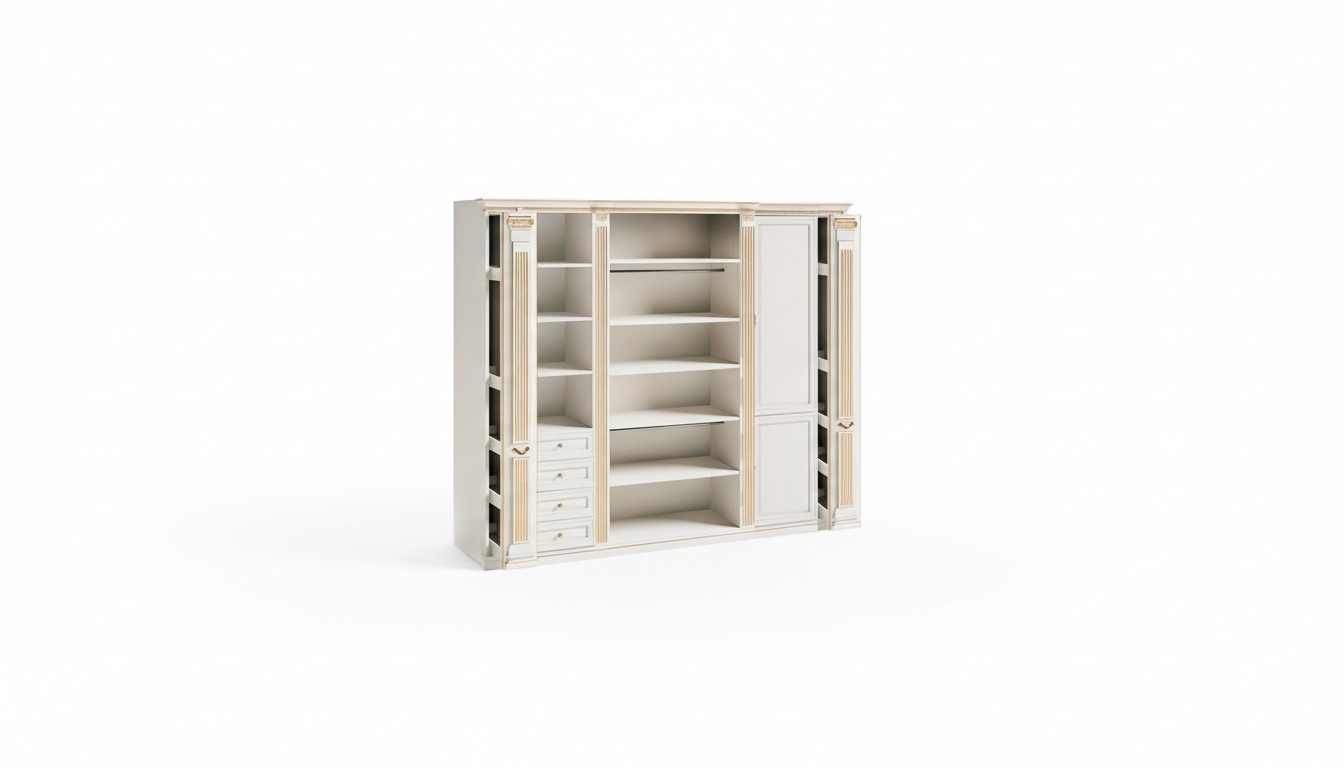 Weißer Stilvoller Kleiderschrank Massivholz Luxus Schlafzimmer Schrank